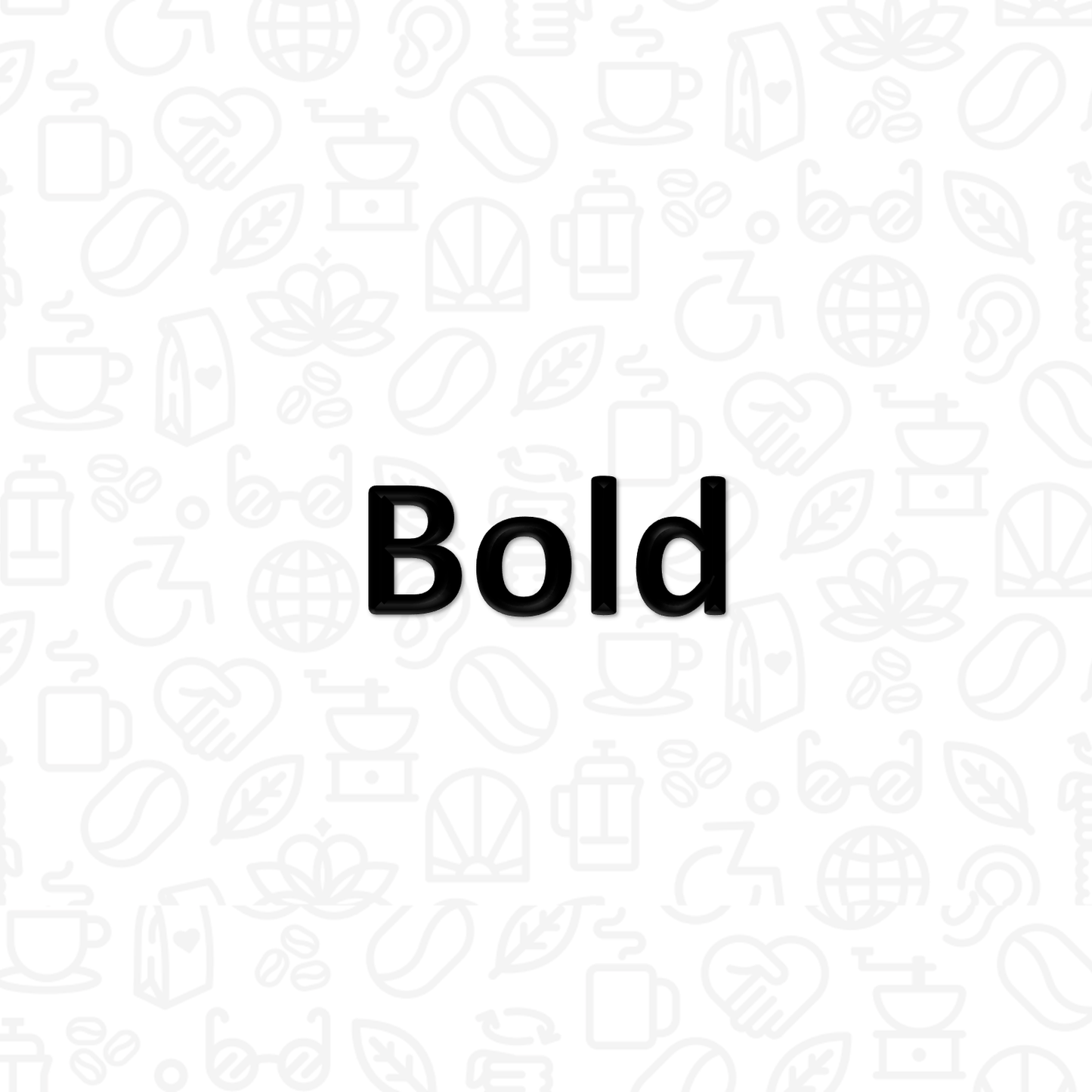The word "Bold" on a background covered with coffee and disability icons in line art