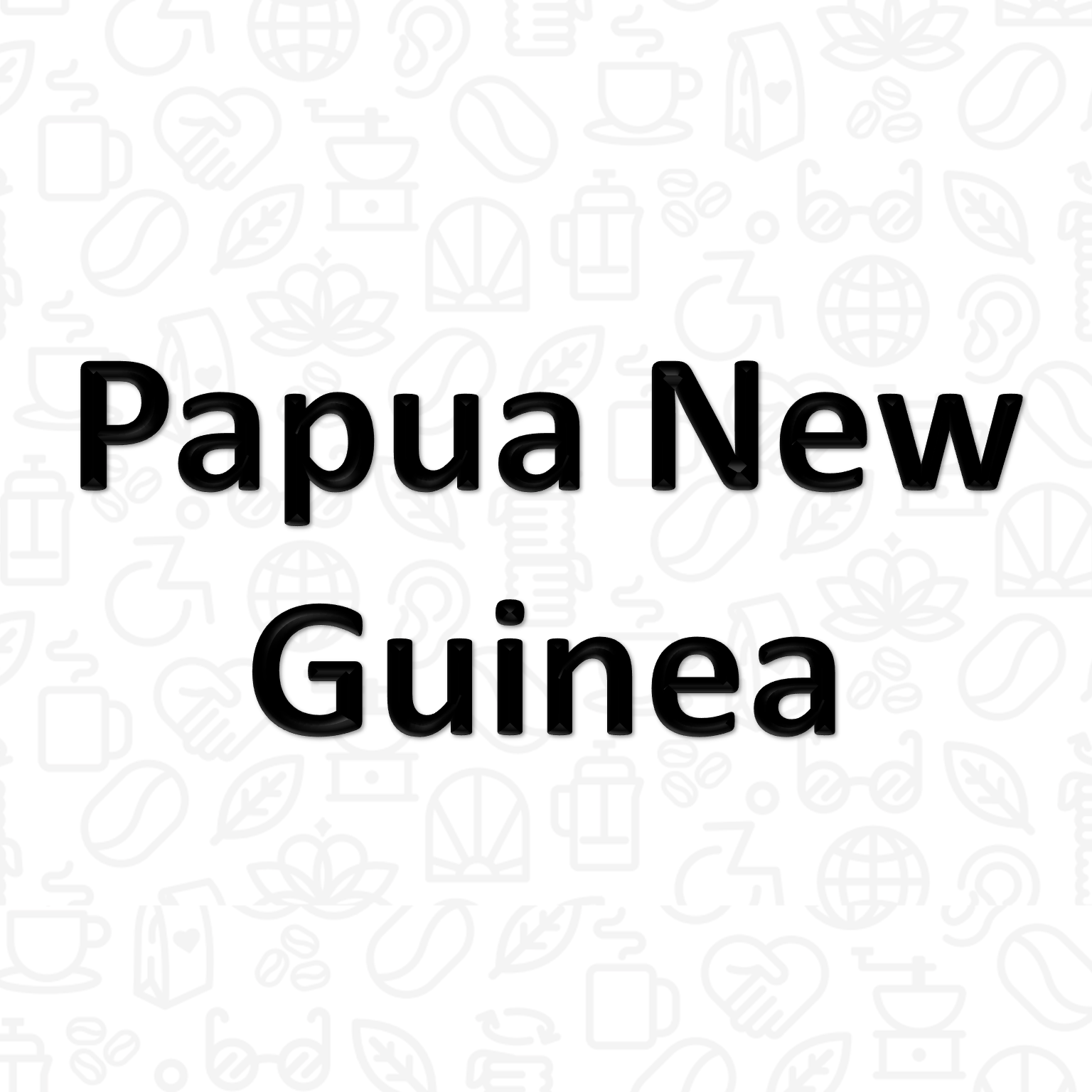 The words "Papua New Guinea" on a background covered with coffee and disability icons in line art